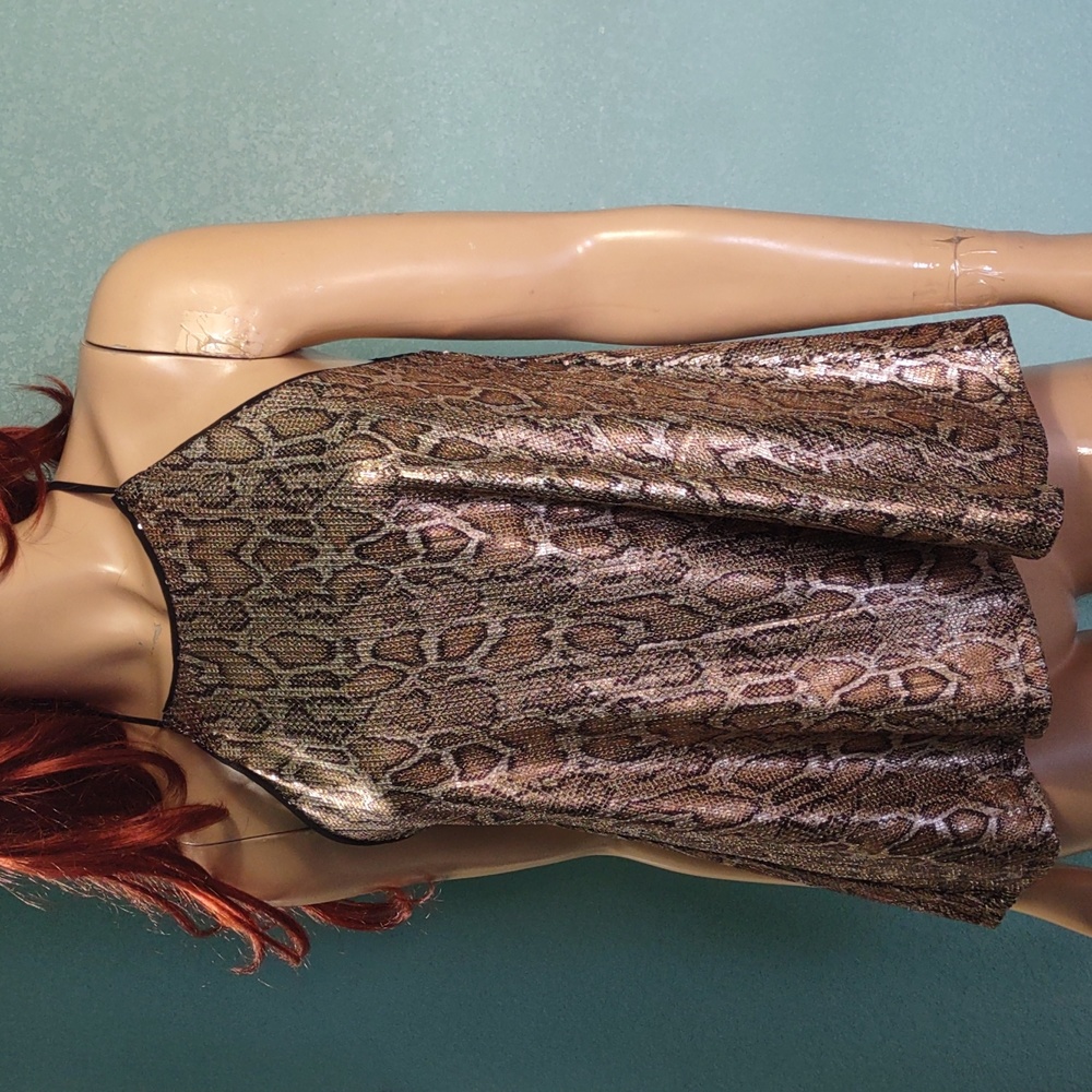 Zara Basic Sz XS Snake Print Sequin Sleeveless Top